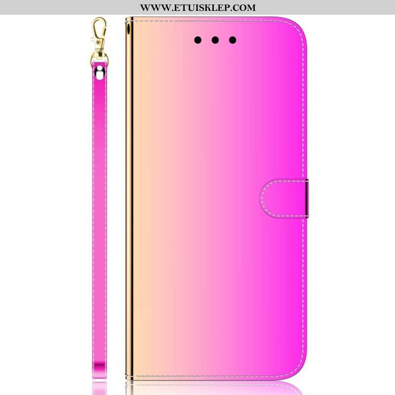 Etui Folio do iPhone 14 Pro Max Osłona Lusterka Ze Sztucznej Skóry